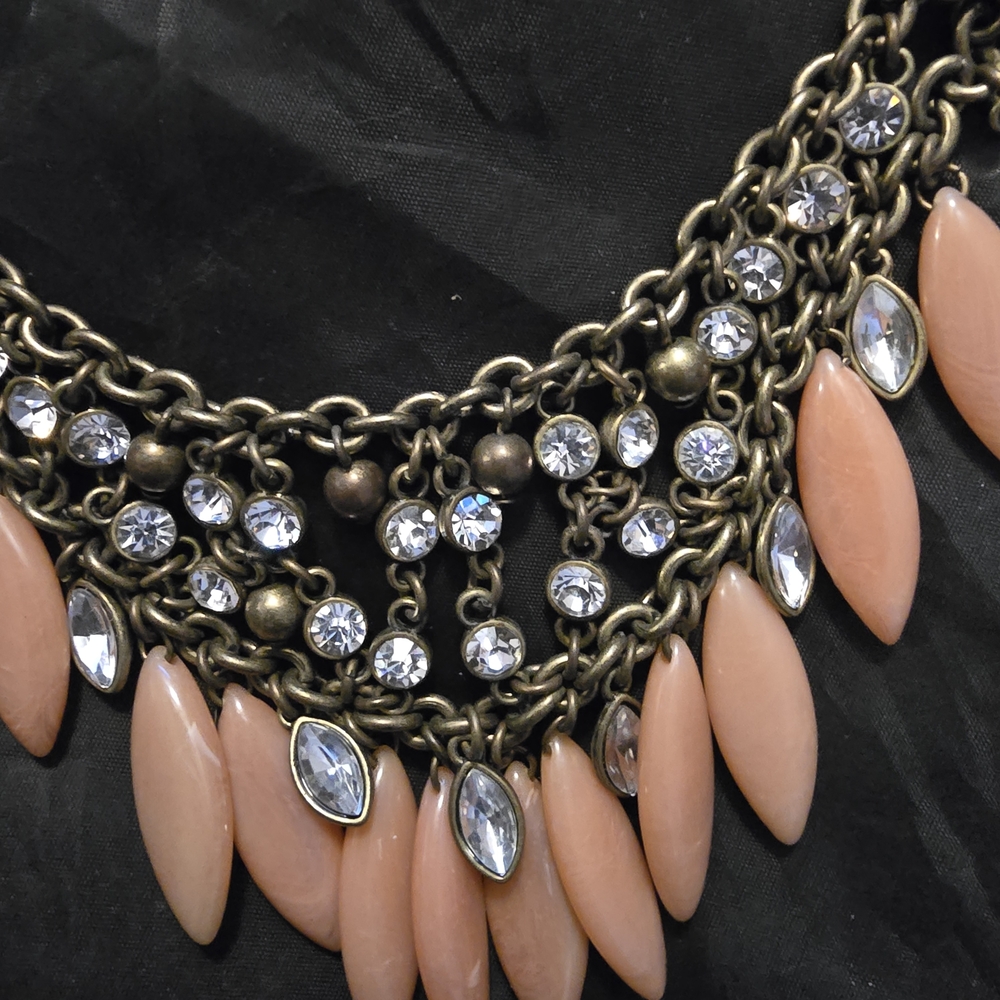 Natasha Couture Peach and Gold Necklace